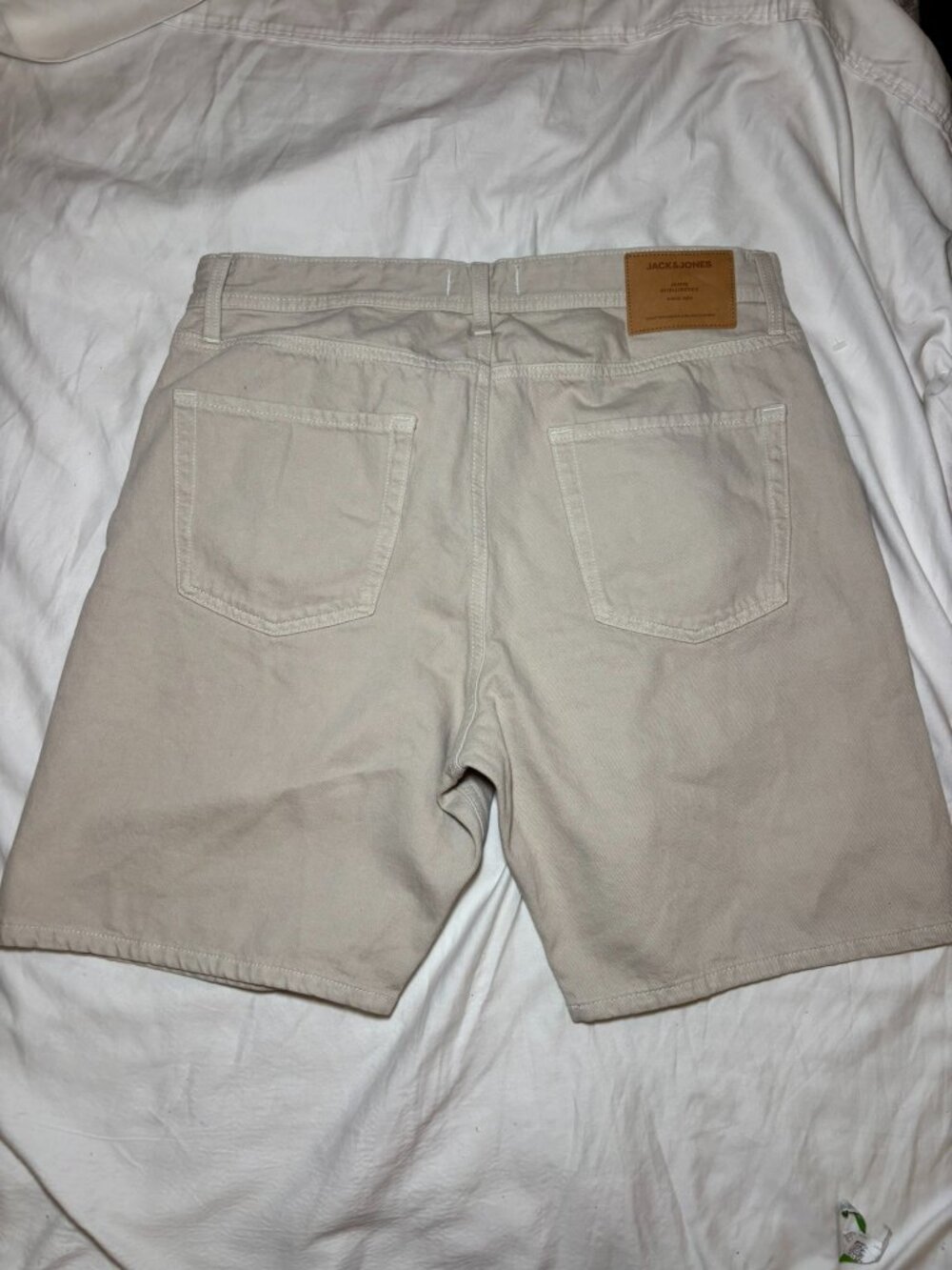 Jack & Jones Men's Beige Shorts Size L Loose Fit Cotton Denim